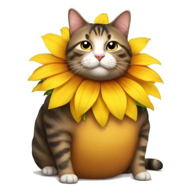 fat cat in a sunflower costume sticker