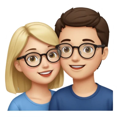 boy with spects kissing a girl sticker