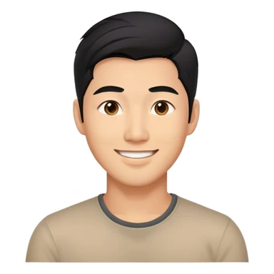 a 30 years old handsome asia man that confidence about himself, warm smile, black hair sticker