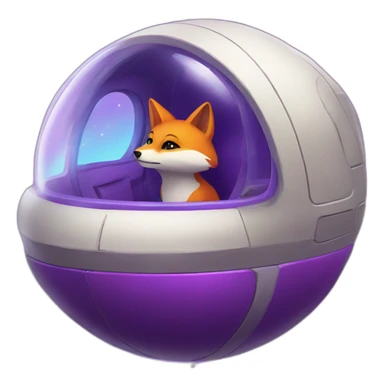 a purple fox in a spaceship sticker