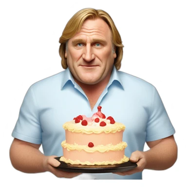 Gerard Depardieu with cake sticker