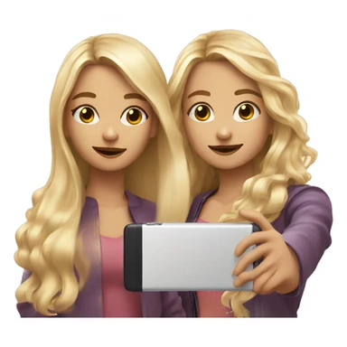 2 Girls one with shoulder Long hair and one with locks both blond doing a Selfie  sticker