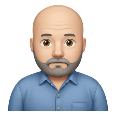 Bald chubby professional man with bushy black and grey beard, wearing a button down shirt sticker