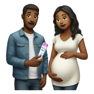 couple looking at pregnancy test sticker