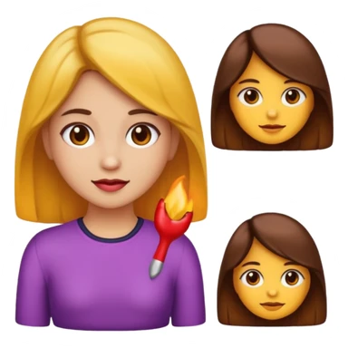 Una niña con piel de color carne y medio morena y medio morena de pelo tipo emoji sticker
