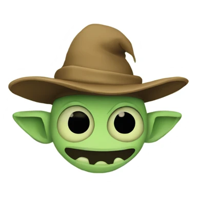 Shy Goblin wearing hat and his eyes are hidden under the hat sticker