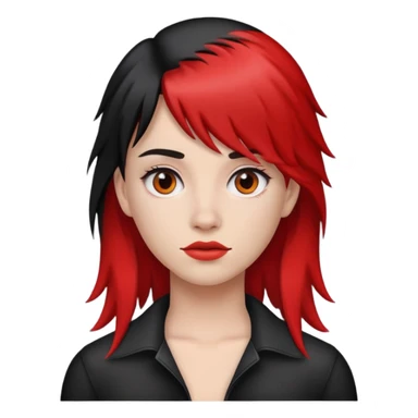 Girl with half red half black mullet sticker