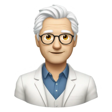 therapist, handsome swiss man with white hair, looking like nietzhce and freud sticker