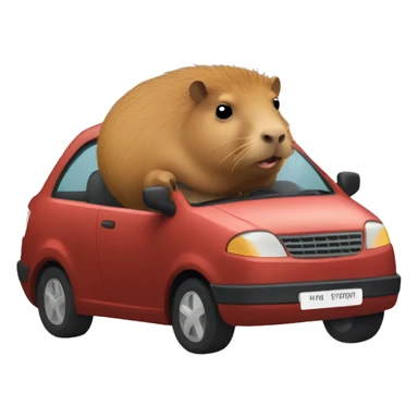 Capybara pulling up in a car sticker