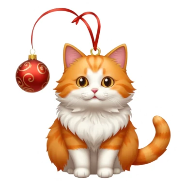 cute cat playing with a christmas ornaments sticker