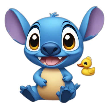 Stitch Disney avec un canard à côté sticker