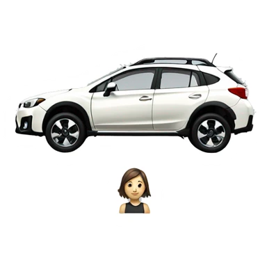 white Subaru XV with a girl inside sticker