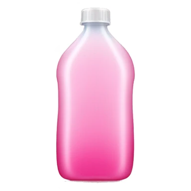 plastic bottle with crystaline pink liquid sticker