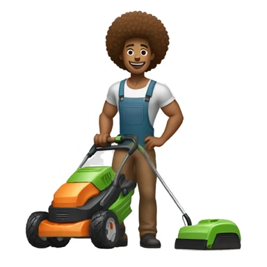 Muscular Light brown skin man with afro sing lawnmower  sticker