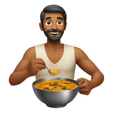 Indian man eating chciken curry  sticker