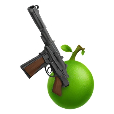 a lime holding a gun sticker