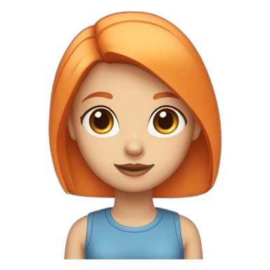 Blonde girl Blue eyes with bob hair and with Orange hair hold a cat sticker
