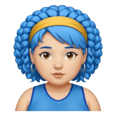 curly fat girl with blue hair and headband, sportsy sticker