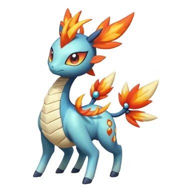 loopy honey-dipped buzzing bumbling fuzzy cute fiery ivy-hydro-Meloetta-Dialga-Salamence-Giratina-Rapidash-Pokémon-Fakémon-fusion-hybrid-creature sticker