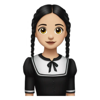 Jenna Ortega in black dress Wednesday Addams sticker