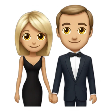 Brigitte Macron ans Emanuel Macron qui font du surf sticker