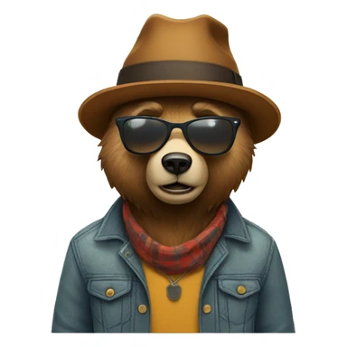 hipster bear sticker