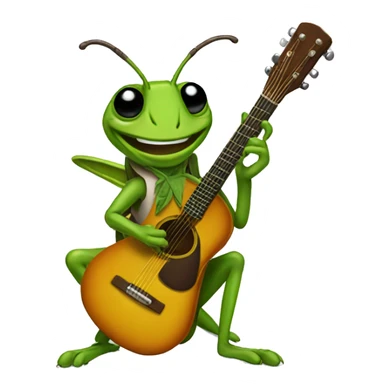 grasshopper playing a guitar sticker