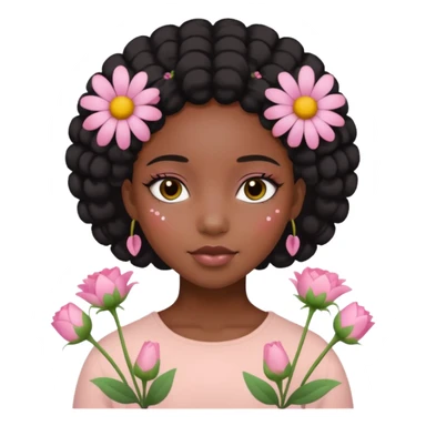 Pastel Pink Black Girl With Flowers sticker