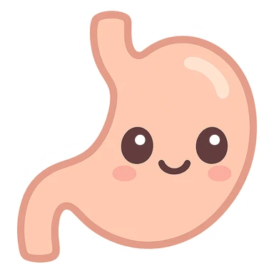 cute kawaii-style stomach with a smiling face sticker