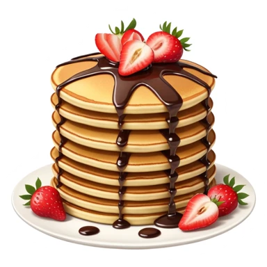 ultra realistic stack of pancakes with chocolate syrup and sliced strawberries sticker