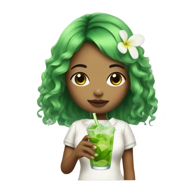 harajuku girl with mojito in her hand sticker