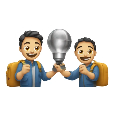 Dos chicos haciendo una práctica en tecnología, la práctica consiste en meter las manos en un molde sticker