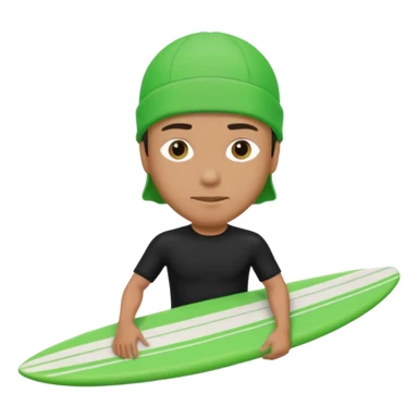 Un hombre sorteando con camisa negra con gorra para nadar y tabla verde  sticker