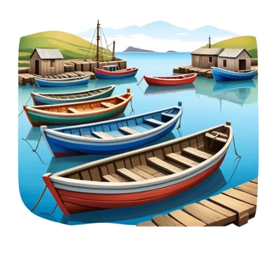 port with fishing boats sticker