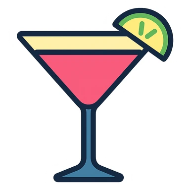 cosmopolitan cocktail in a martini glass, vibrant color sticker