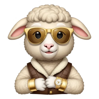  lamb wearing sunglasses and gold Rolex
 sticker