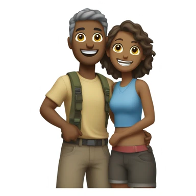 Happy couple at waterfall sticker