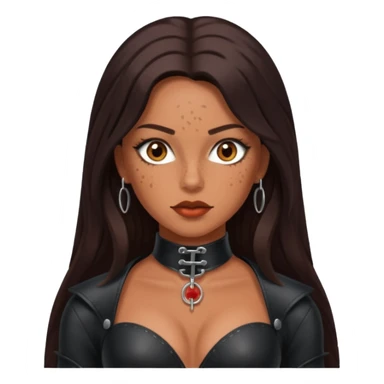 Tan skin with freckles, long dark hair, hazel eyes Dominatrix full body sticker