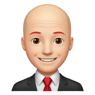 bald with red necktie sticker
