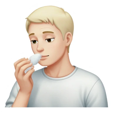 Man smelling salt sticker