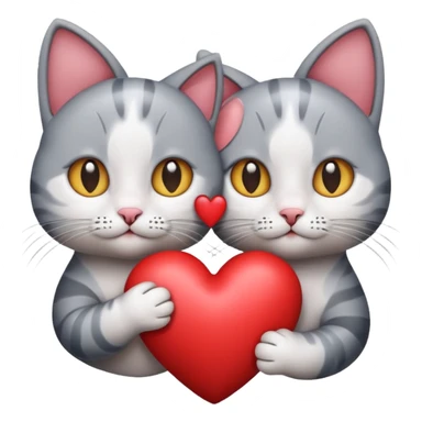 heart cats 4 grey sticker
