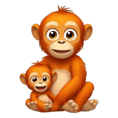 un orang-outan avec un bébé orang-outan sticker