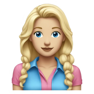 Pretty blonde with blue eyes white women with pink shirt sticker