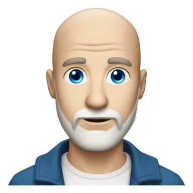 Curious bald white man with blue eyes and short brown beard sticker