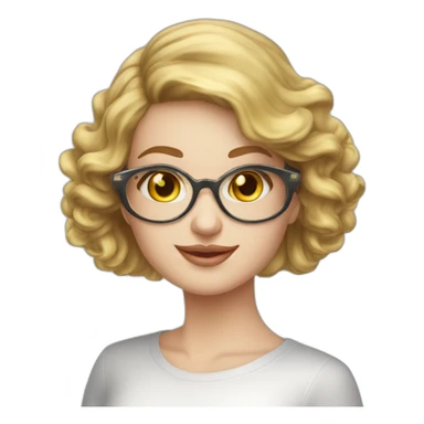 Femme vielle cheveux blanc lisse long lunette sticker