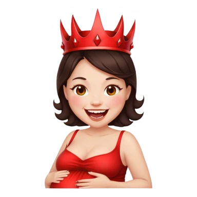 Pregnant brunette laughing with devil crown  sticker