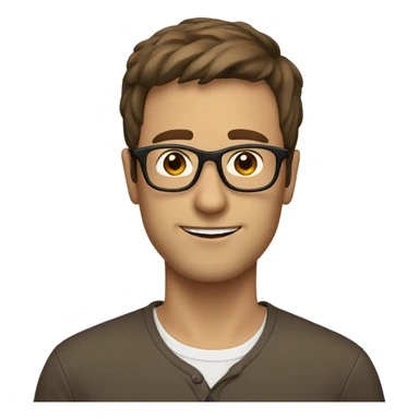 Man with short brown hair and brown glasses  sticker