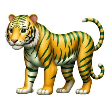 full body green tiger with black stripes, no orange, muscular, on all fours sticker