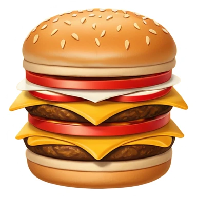 A clean and simple icon of fast food in emoji-style illustration. A burger with fries, nuggets and shawarma, bright and bold colors, simple shapes, flat design, high contrast, inviting and appetizing. sticker