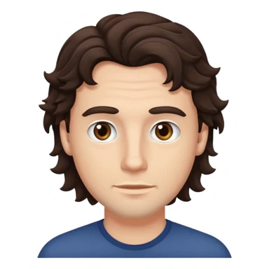White guy, no beard, dark brown wavy hair and eyes sticker